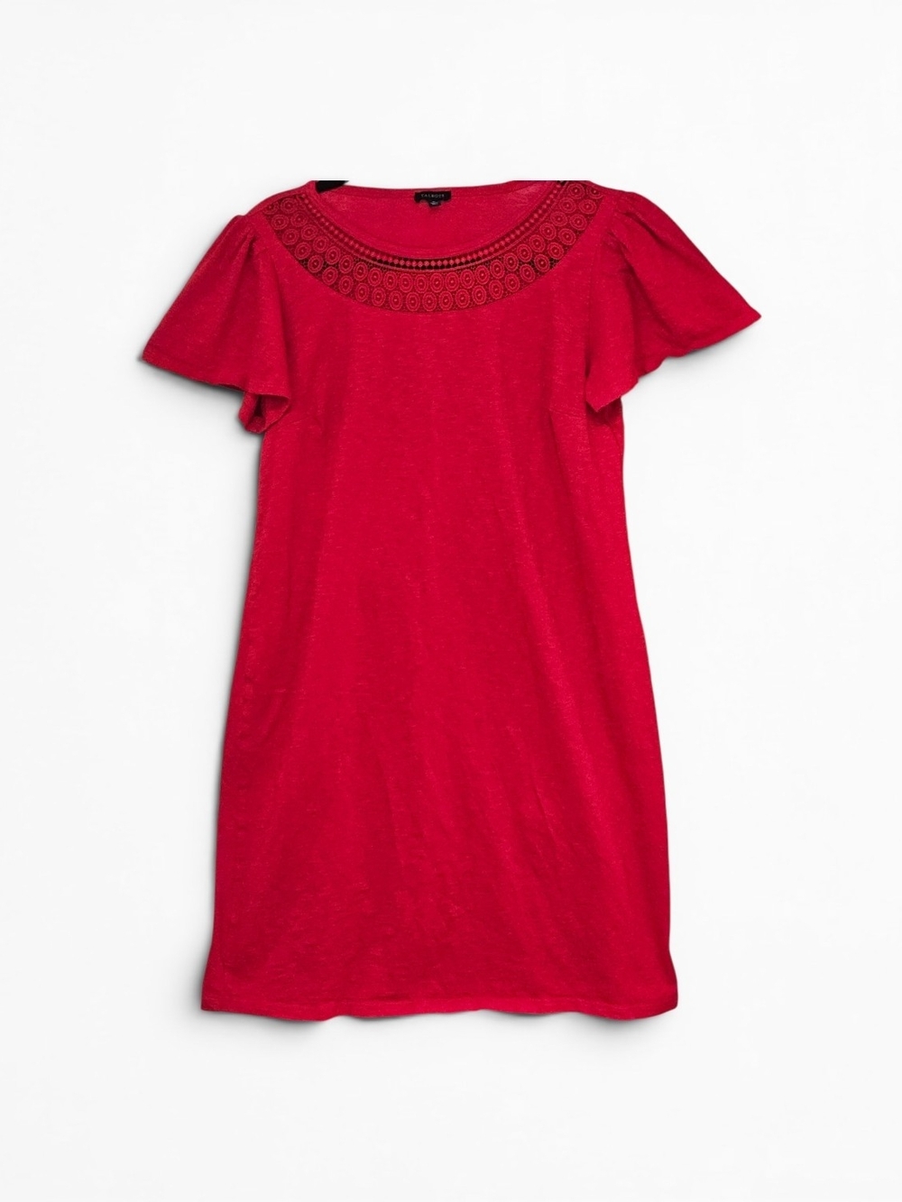 Talbots Bright Red Mini Dress with Embroidered Yoke